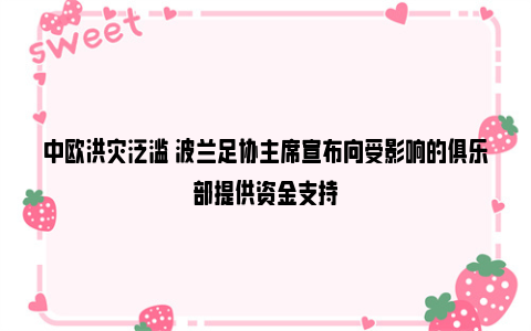 中欧洪灾泛滥 波兰足协主席宣布向受影响的俱乐部提供资金支持