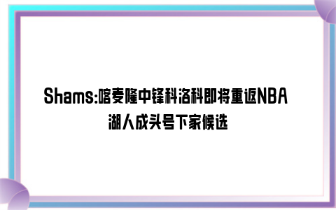 Shams：喀麦隆中锋科洛科即将重返NBA 湖人成头号下家候选