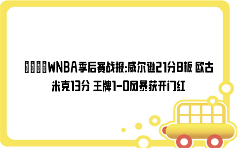 🏀WNBA季后赛战报：威尔逊21分8板 欧古米克13分 王牌1-0风暴获开门红