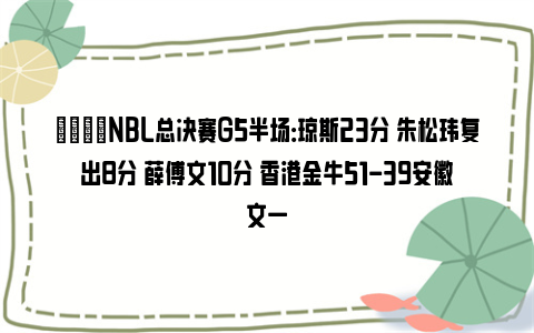 🏀NBL总决赛G5半场：琼斯23分 朱松玮复出8分 薛傅文10分 香港金牛51-39安徽文一