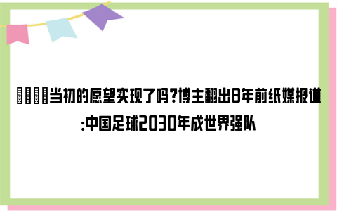 👀当初的愿望实现了吗？博主翻出8年前纸媒报道：中国足球2030年成世界强队