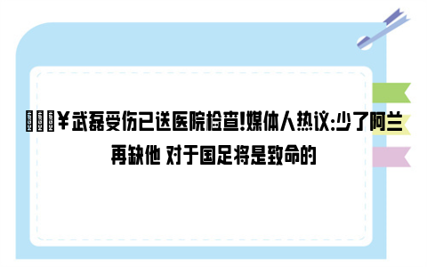 🔥武磊受伤已送医院检查！媒体人热议：少了阿兰再缺他 对于国足将是致命的