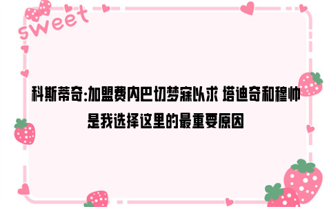 科斯蒂奇：加盟费内巴切梦寐以求 塔迪奇和穆帅是我选择这里的最重要原因