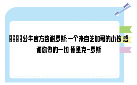 🐮公牛官方致谢罗斯：一个来自芝加哥的小孩 感谢你做的一切 德里克-罗斯