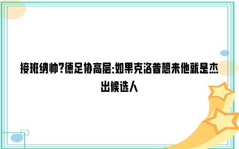 接班纳帅？德足协高层：如果克洛普想来他就是杰出候选人