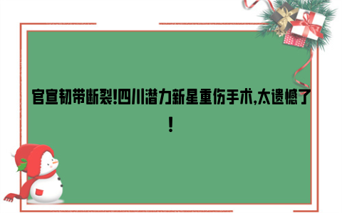 官宣韧带断裂！四川潜力新星重伤手术，太遗憾了！