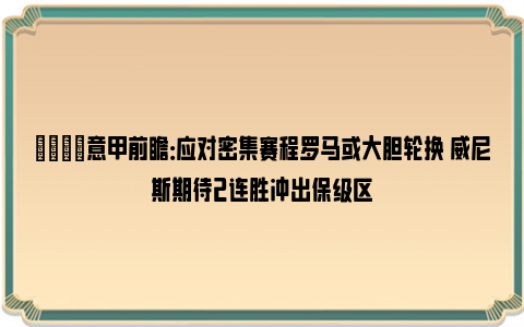 👀意甲前瞻：应对密集赛程罗马或大胆轮换 威尼斯期待2连胜冲出保级区