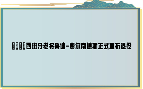 😭西班牙老将鲁迪-费尔南德斯正式宣布退役