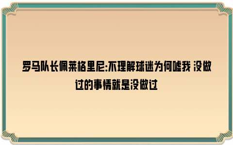 罗马队长佩莱格里尼：不理解球迷为何嘘我 没做过的事情就是没做过