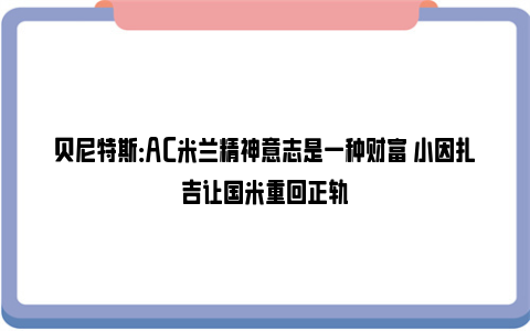 贝尼特斯：AC米兰精神意志是一种财富 小因扎吉让国米重回正轨