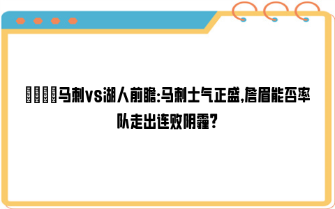 🏀马刺vs湖人前瞻：马刺士气正盛，詹眉能否率队走出连败阴霾？