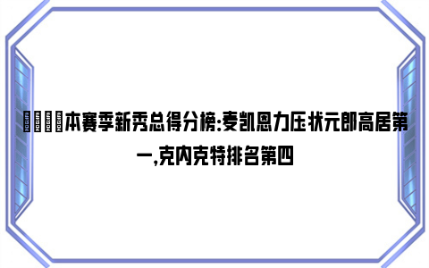 🌟本赛季新秀总得分榜：麦凯恩力压状元郎高居第一，克内克特排名第四