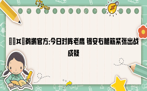 🤕鹈鹕官方：今日对阵老鹰 锡安右腿筋紧张出战成疑