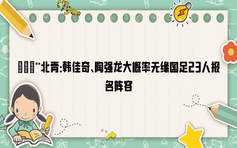 🚨北青：韩佳奇、陶强龙大概率无缘国足23人报名阵容