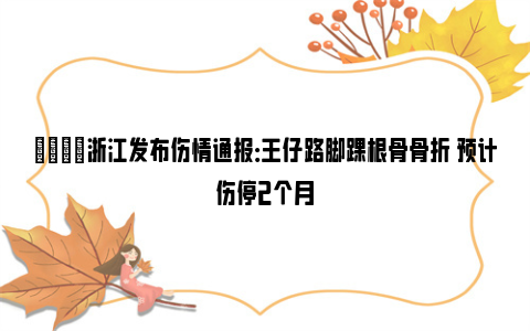 🙏浙江发布伤情通报：王仔路脚踝根骨骨折 预计伤停2个月