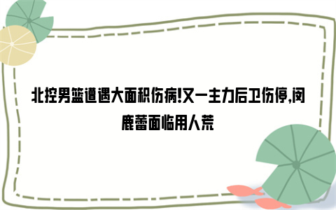 北控男篮遭遇大面积伤病！又一主力后卫伤停，闵鹿蕾面临用人荒