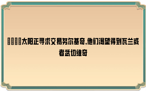 😉太阳正寻求交易努尔基奇，他们渴望得到瓦兰或者武切维奇