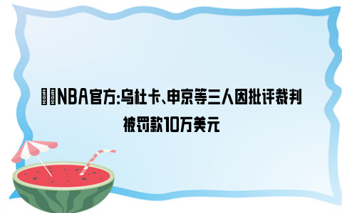 ⚖️NBA官方：乌杜卡、申京等三人因批评裁判被罚款10万美元