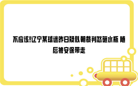 不应该！辽宁某球迷昨日疑似朝裁判怒砸水瓶 随后被安保带走