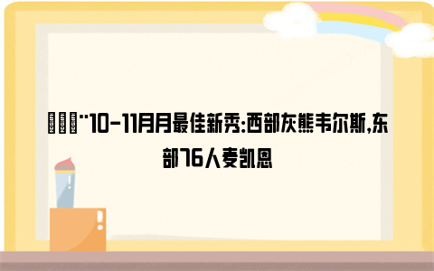 🚨10-11月月最佳新秀：西部灰熊韦尔斯，东部76人麦凯恩