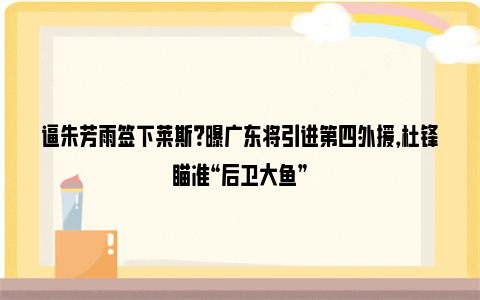 逼朱芳雨签下莱斯？曝广东将引进第四外援，杜锋瞄准“后卫大鱼”