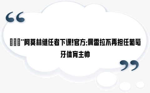 🚨阿莫林继任者下课！官方：佩雷拉不再担任葡萄牙体育主帅