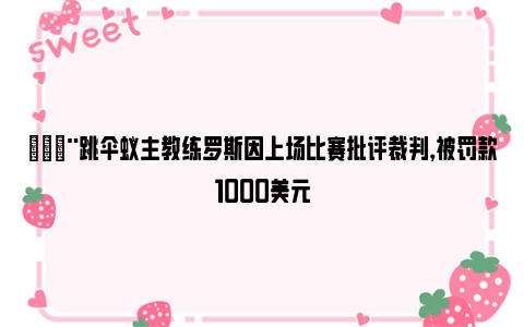 🚨跳伞蚁主教练罗斯因上场比赛批评裁判，被罚款1000美元