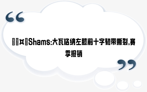 🤕Shams：大瓦格纳左膝前十字韧带撕裂，赛季报销