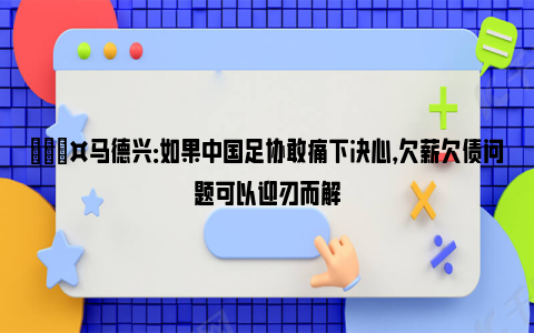 🎤马德兴：如果中国足协敢痛下决心，欠薪欠债问题可以迎刃而解