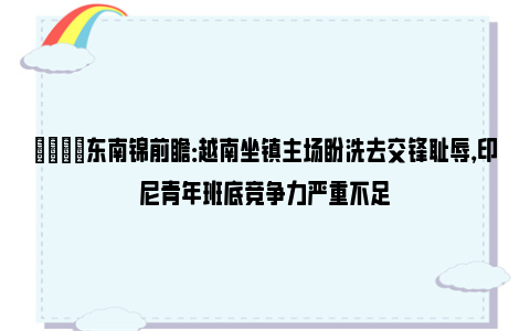 👀东南锦前瞻：越南坐镇主场盼洗去交锋耻辱，印尼青年班底竞争力严重不足