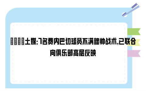 👀土媒：7名费内巴切球员不满穆帅战术，已联合向俱乐部高层反映