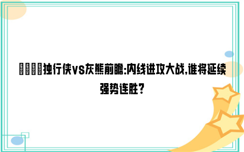 🏀独行侠vs灰熊前瞻：内线进攻大战，谁将延续强势连胜？