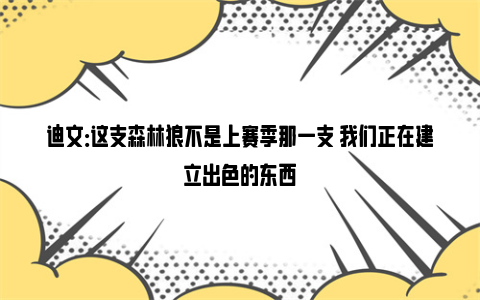 迪文：这支森林狼不是上赛季那一支 我们正在建立出色的东西