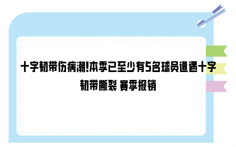 十字韧带伤病潮！本季已至少有5名球员遭遇十字韧带撕裂 赛季报销