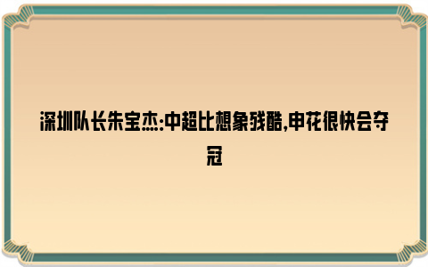 深圳队长朱宝杰：中超比想象残酷，申花很快会夺冠